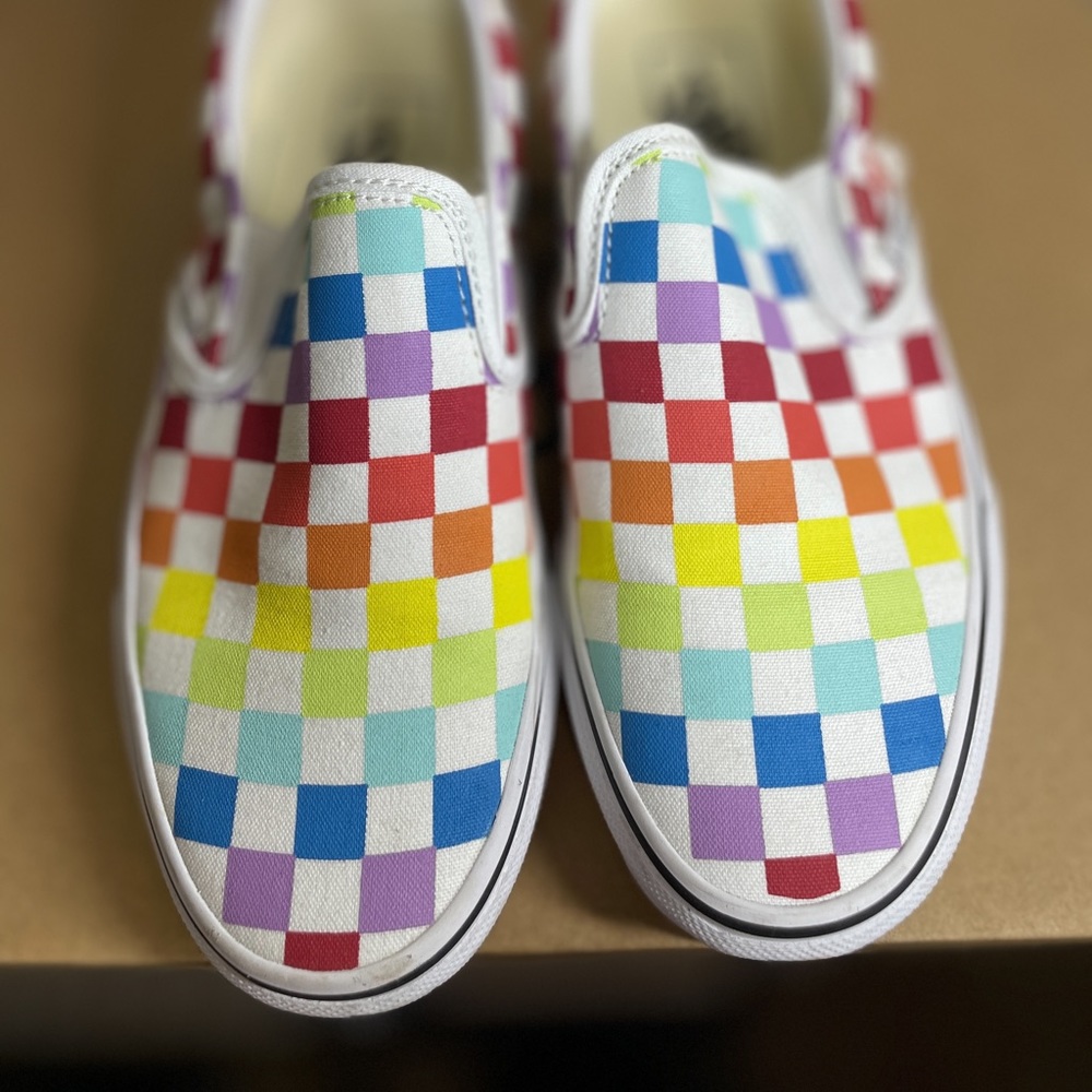Multi Colored Checkered Vans Size 6 - Picture 5 of 5